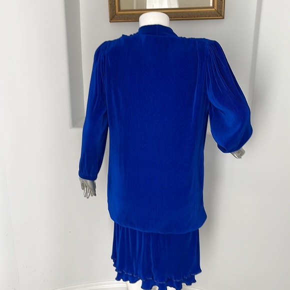 Virginie Paris Vintage 1980'S Long Sleeve Dress Blue - Picture 4 of 13